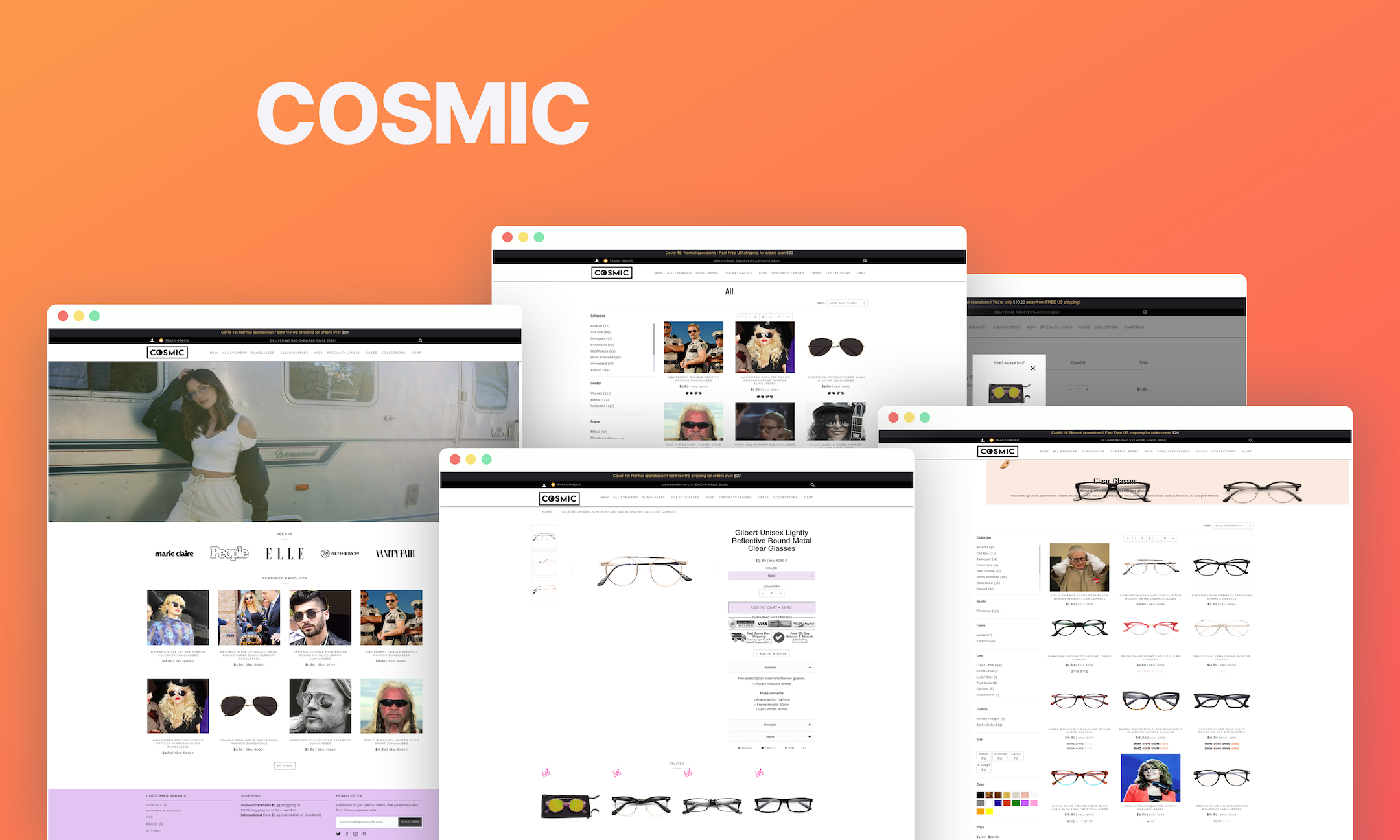 Cosmic Eyewear - E-Commerce Website